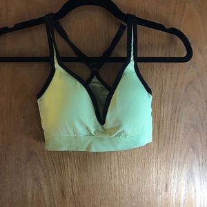 Green padded sports bra.